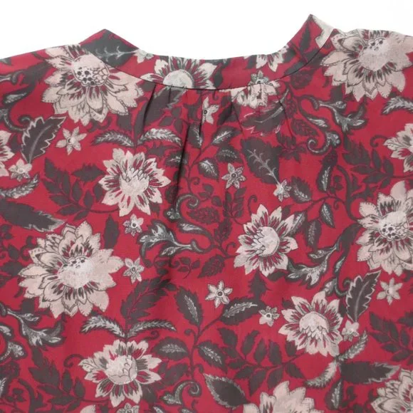 LOFT outlet WOMENS dress MAROON floral PINK sleeveless BURGUNDY shift SIZE XL - Picture 10 of 10